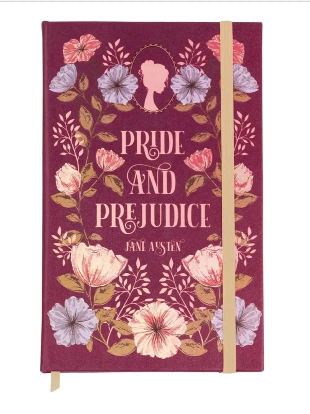 Steel Mill Burgundy Floral Pride & Prejudice Book Club Elastic Cord Journal